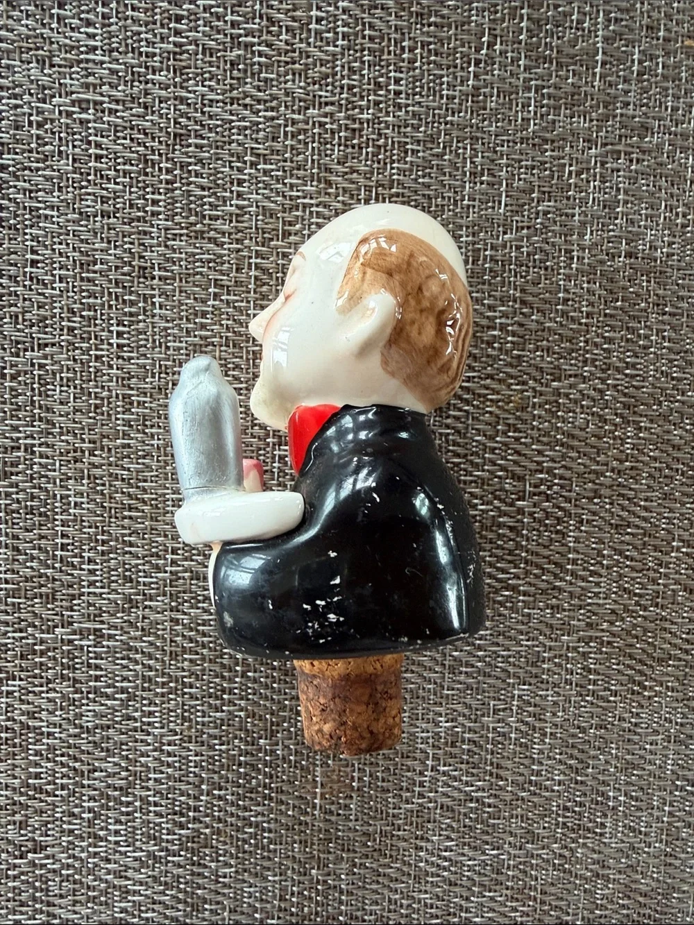 Vintage 1980's Ceramic Butler Bottle Stopper Charming!